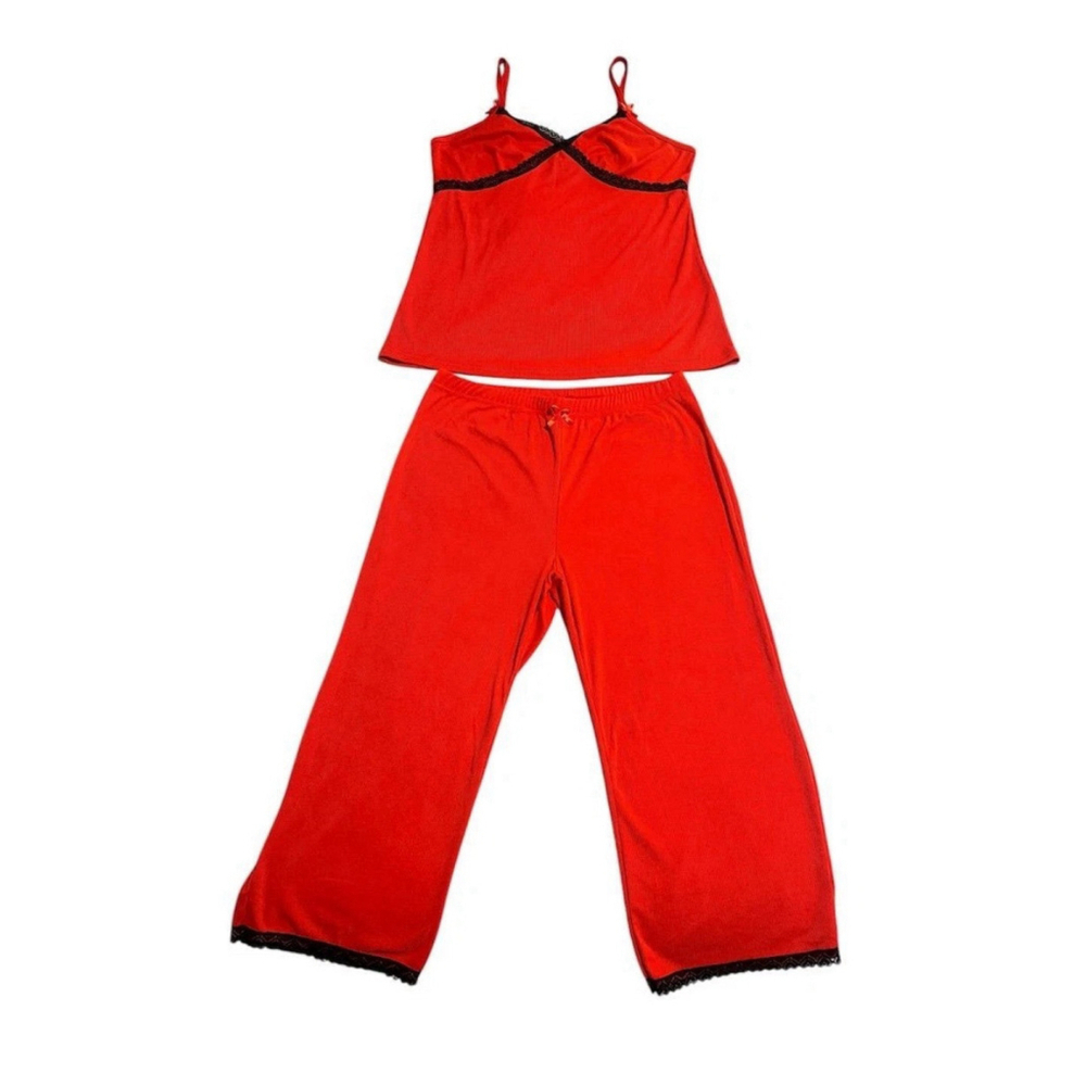 Love to Sleep Pajama Set Womens Medium Red Black